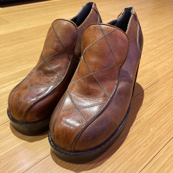 Vintage Patchwork Platform Loafers. Leather upper - Picture 7 of 8